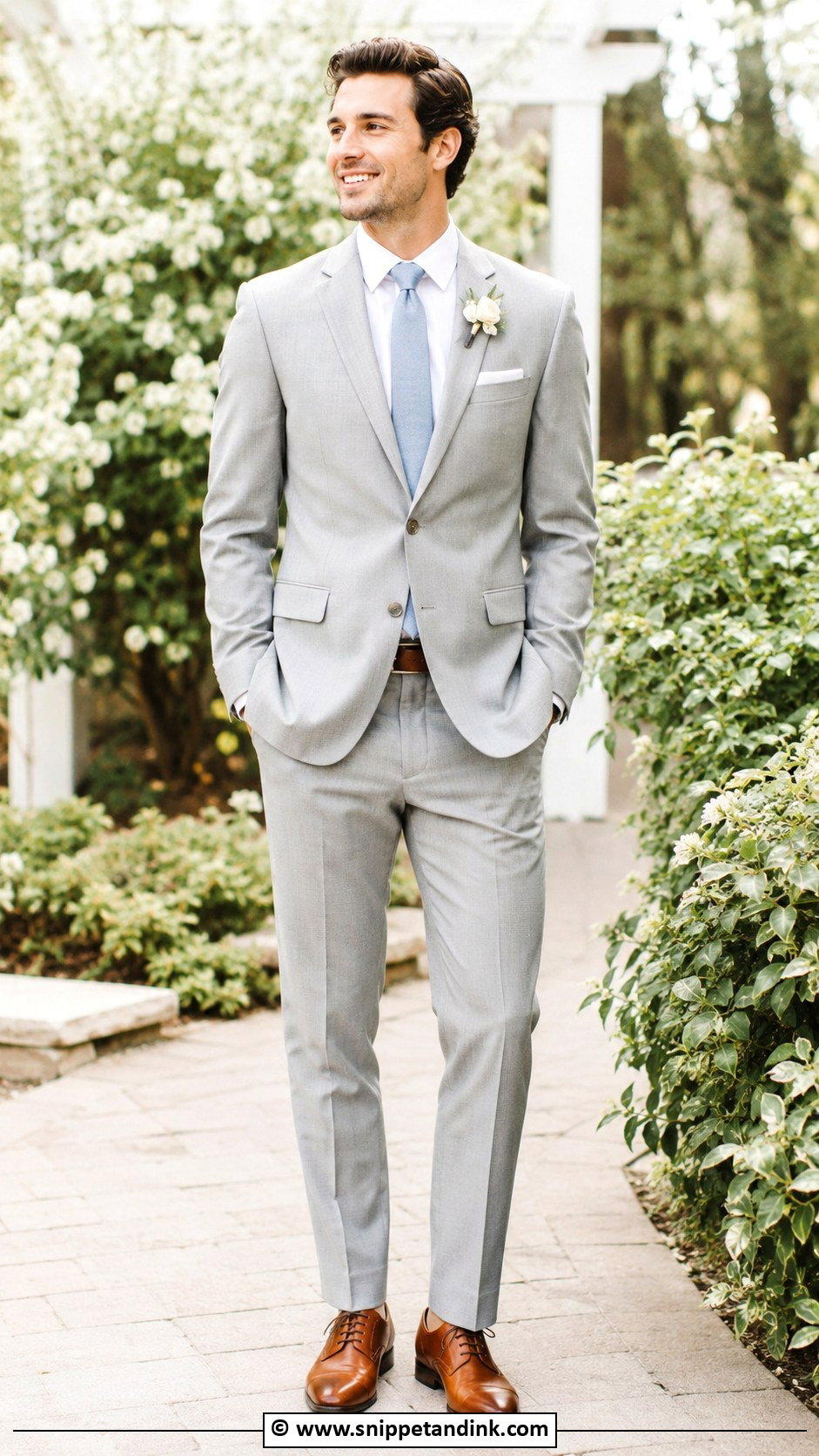 Light Grey Suit With White Shirt - Snippet and Ink - 30 Grey Suit Wedding Ideas