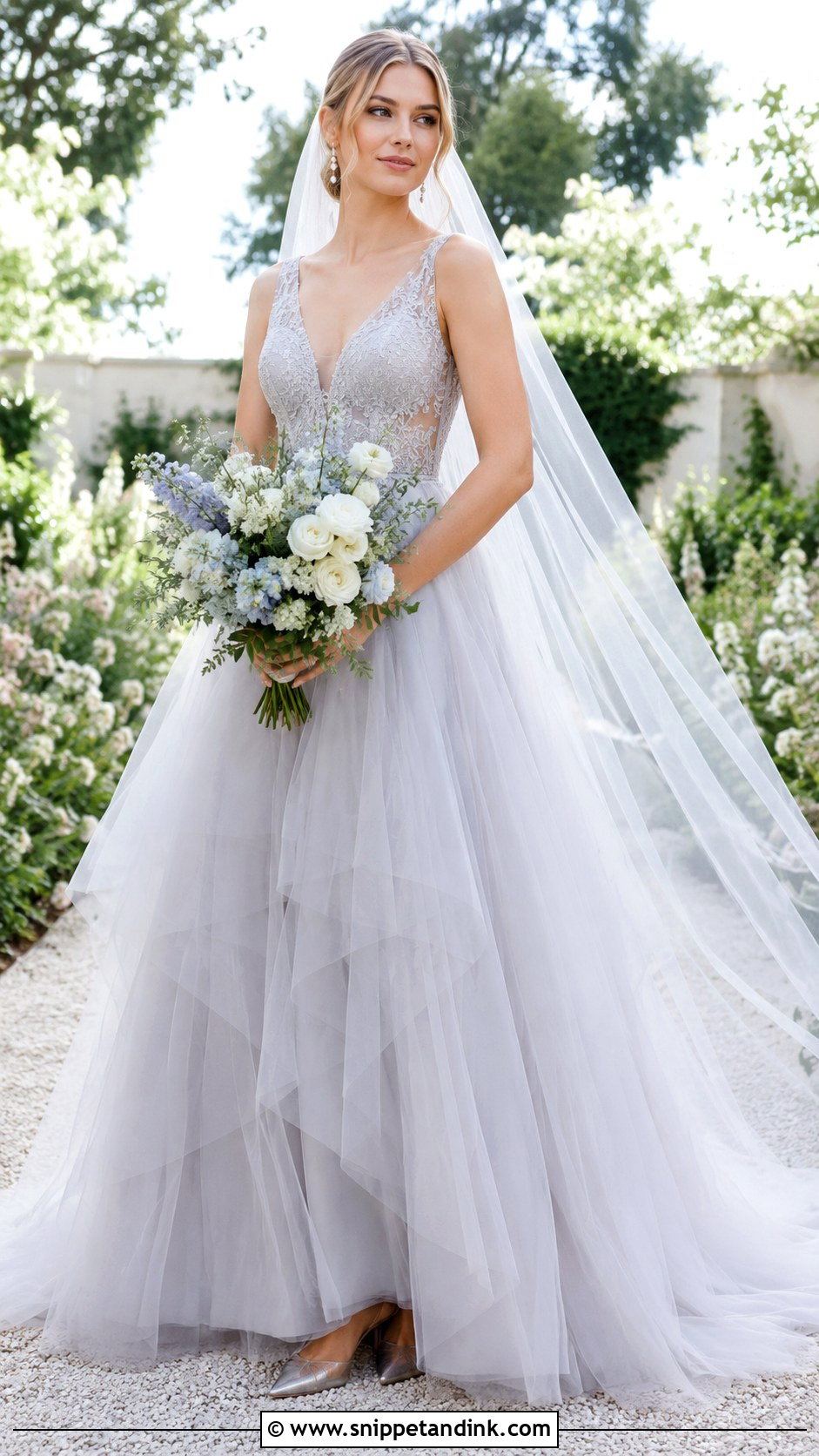 Light Grey Tulle Bridal Dress - Snippet and Ink - 20 Grey Bridal Dress Ideas