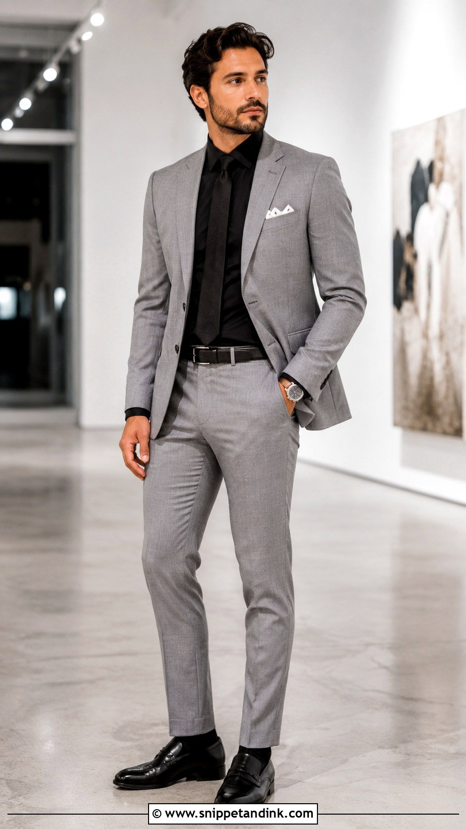 Light Grey Wedding Suit With Black Shirt - Snippet and Ink - 20 Light Grey Suits Wedding