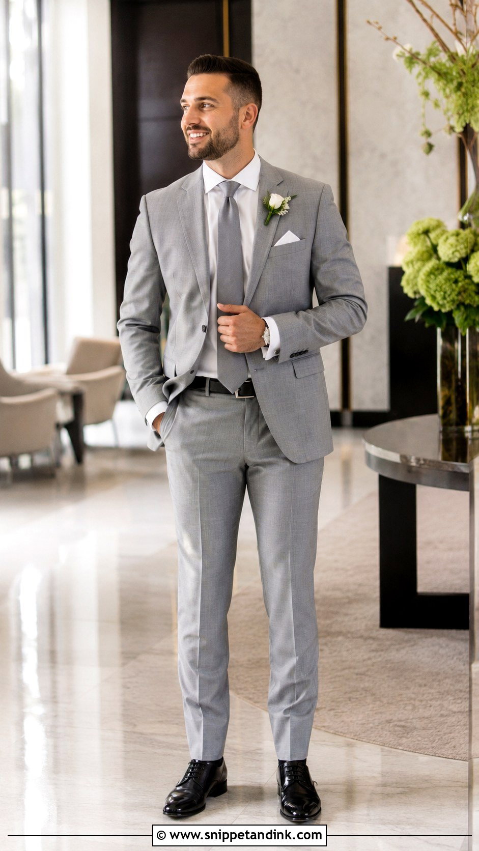 Light Grey Wedding Suit With Silver Tie - Snippet and Ink - 20 Light Grey Suits Wedding