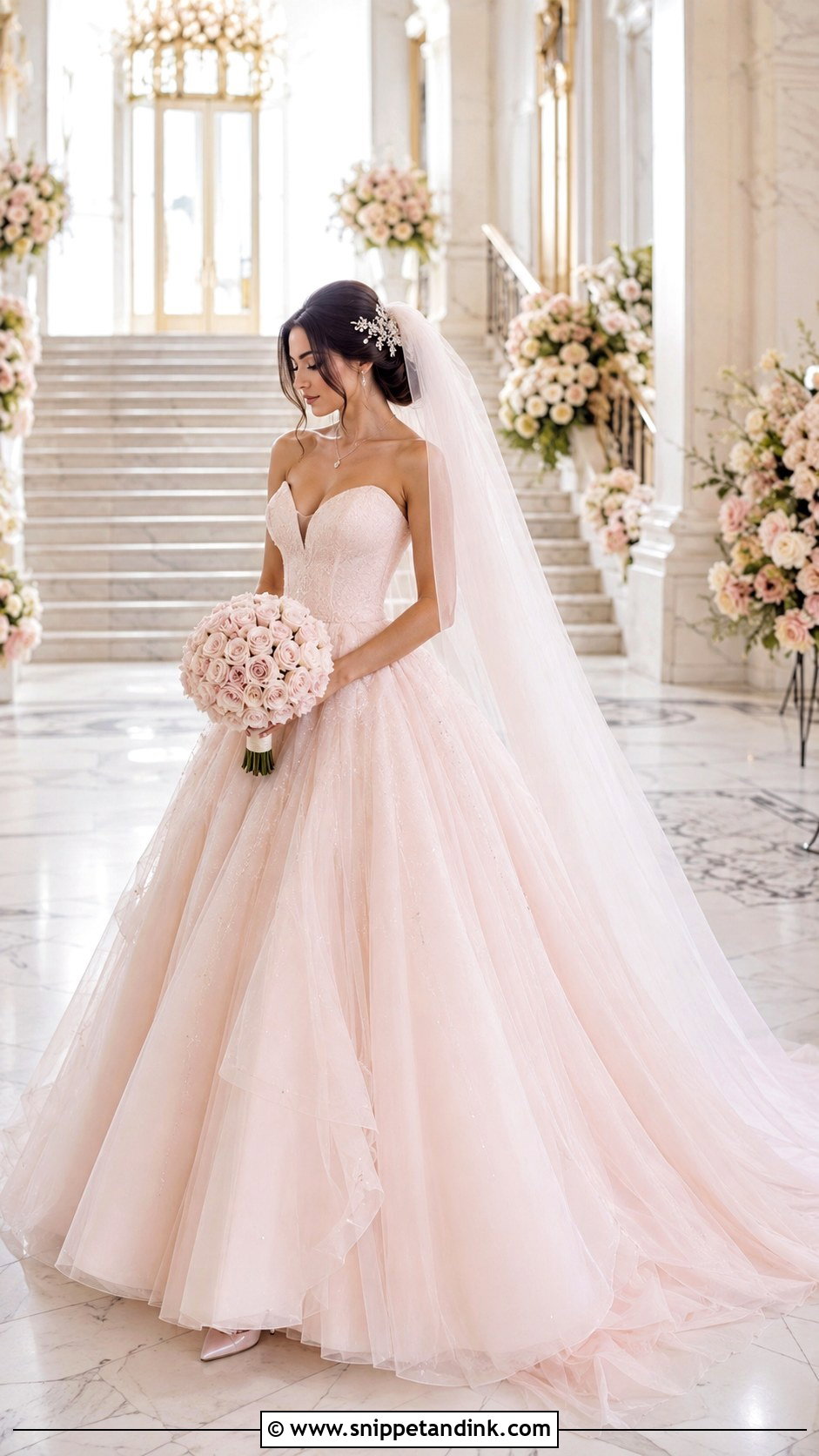 Light Pink Ball Gown Wedding Dress - Snippet and Ink - 30 Light Pink Wedding Dress Ideas