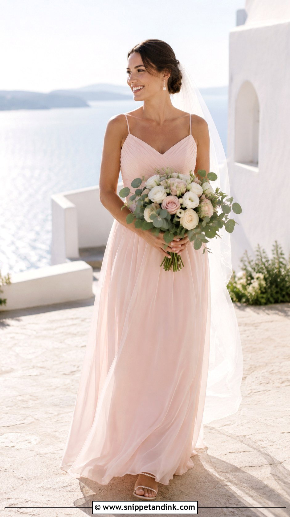 Light Pink Chiffon Wedding Dress - Snippet and Ink - 30 Light Pink Wedding Dress Ideas