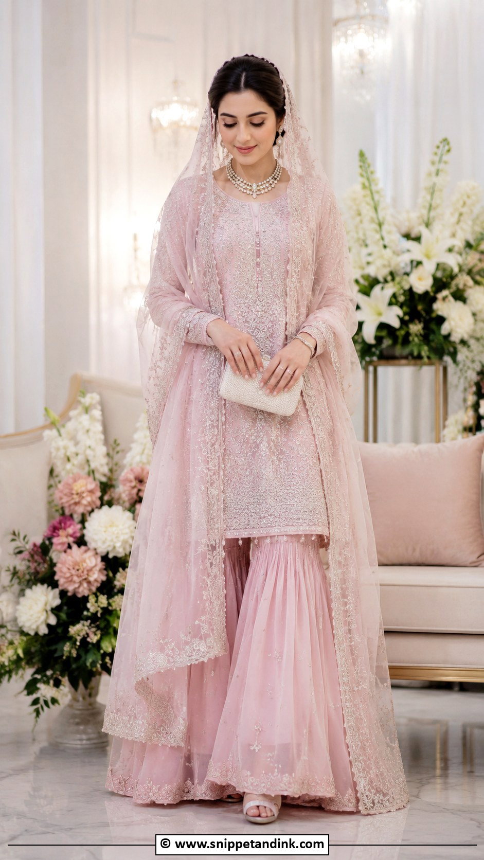 Light Pink Pakistani Bridal Dress For Nikkah - Snippet and Ink - 30 Pink Pakistani Bridal Dress Ideas