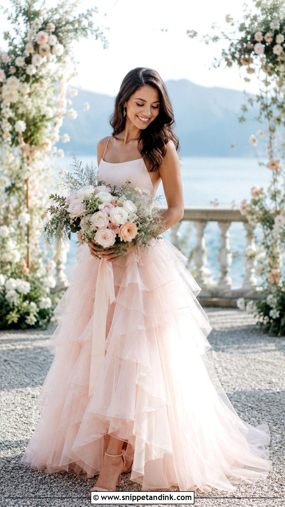 Light Pink Ruffle Wedding Dress - Snippet and Ink - 30 Light Pink Wedding Dress Ideas