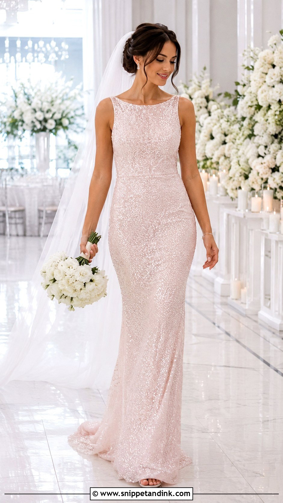 Light Pink Sequin Wedding Dress - Snippet and Ink - 30 Light Pink Wedding Dress Ideas