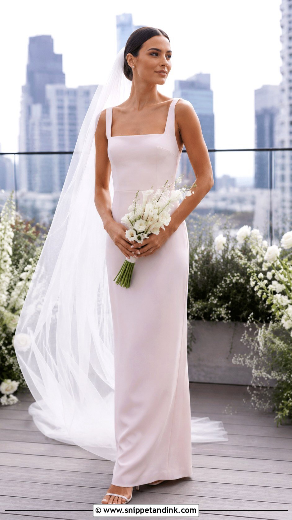 Light Pink Sheath Wedding Dress - Snippet and Ink - 30 Light Pink Wedding Dress Ideas