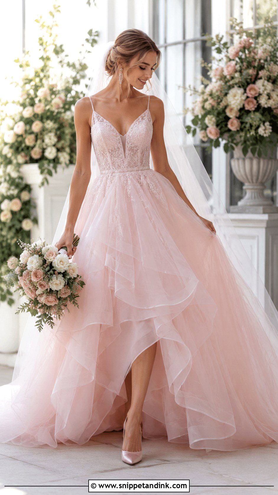 Light Pink Tulle Wedding Dress - Snippet and Ink - 25 Pink Wedding Dress for Bride Ideas