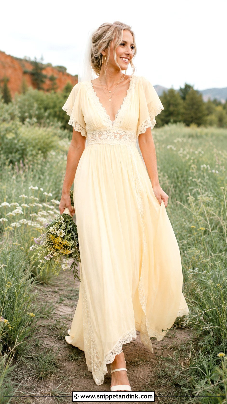 Light Yellow Boho Wedding Dress - Snippet and Ink - 20 Light Yellow Wedding Dress Ideas