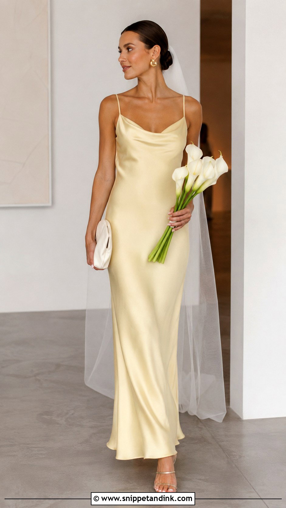 Light Yellow Minimalist Slip Wedding Dress - Snippet and Ink - 20 Light Yellow Wedding Dress Ideas