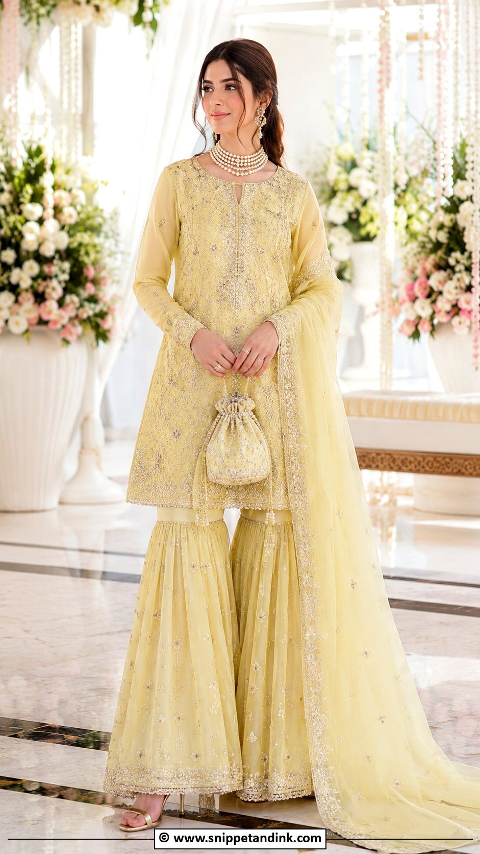 Light Yellow Nikah Gharara Outfit - Snippet and Ink - 35 Nikah Outfit Ideas