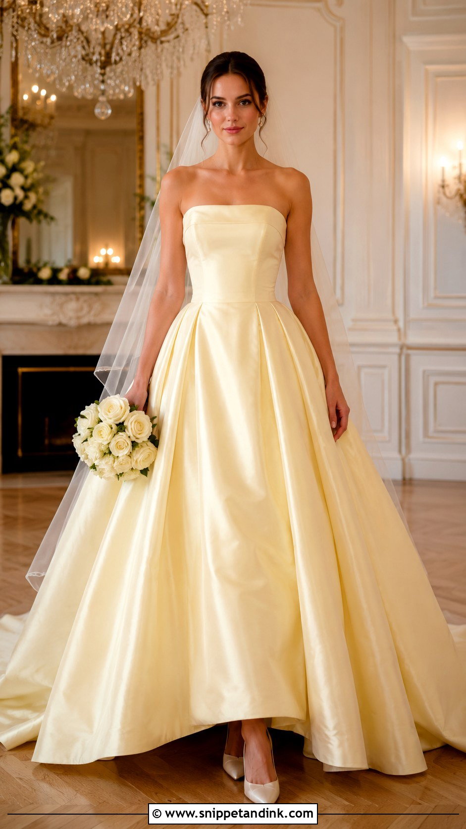 Light Yellow Satin Ball Gown Wedding Dress - Snippet and Ink - 20 Light Yellow Wedding Dress Ideas