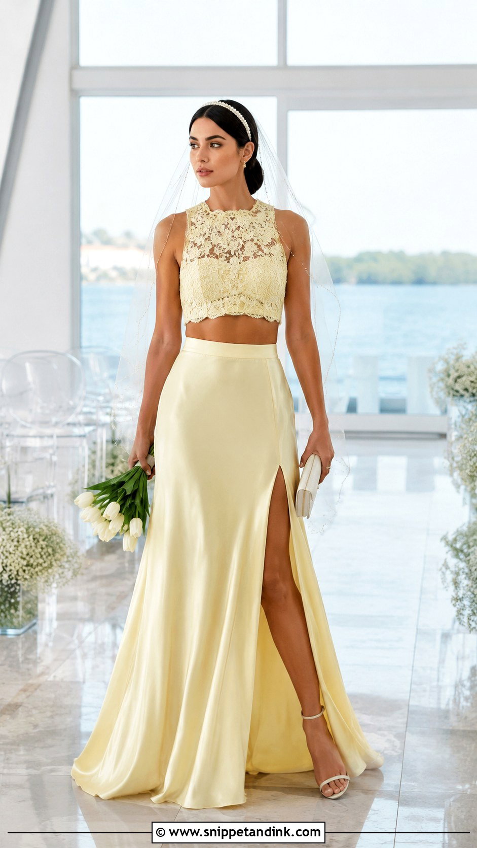 Light Yellow Two Piece Wedding Dress - Snippet and Ink - 20 Light Yellow Wedding Dress Ideas
