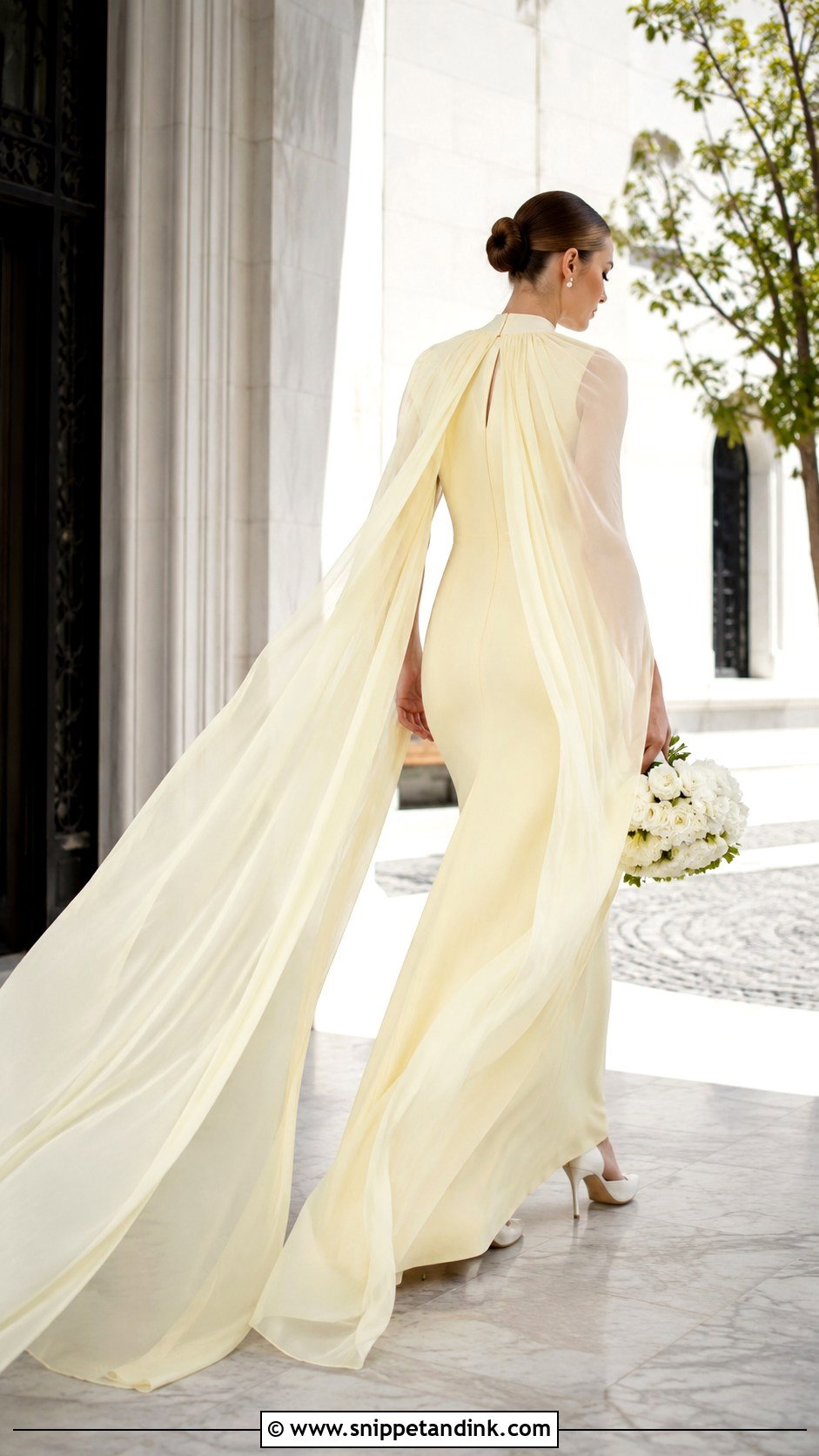 Light Yellow Wedding Dress With Cape - Snippet and Ink - 20 Light Yellow Wedding Dress Ideas