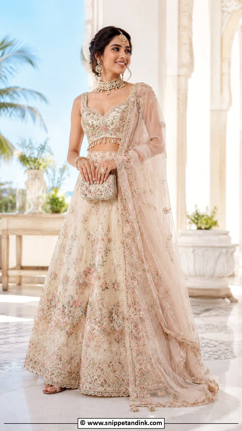 Lightweight Bridal Lengha With Organza Dupatta - Snippet and Ink - 30 Bridal Lengha Ideas