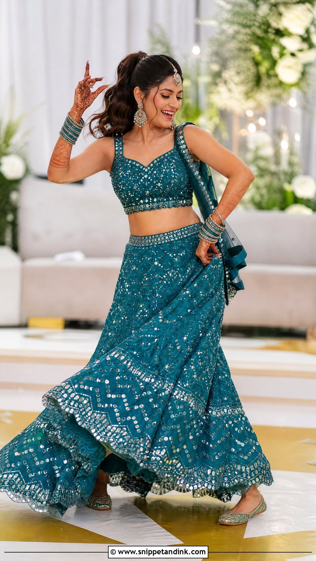 Lightweight Sangeet Bridal Lehenga - Snippet and Ink - 20 Simple Indian Bridal Outfit Ideas