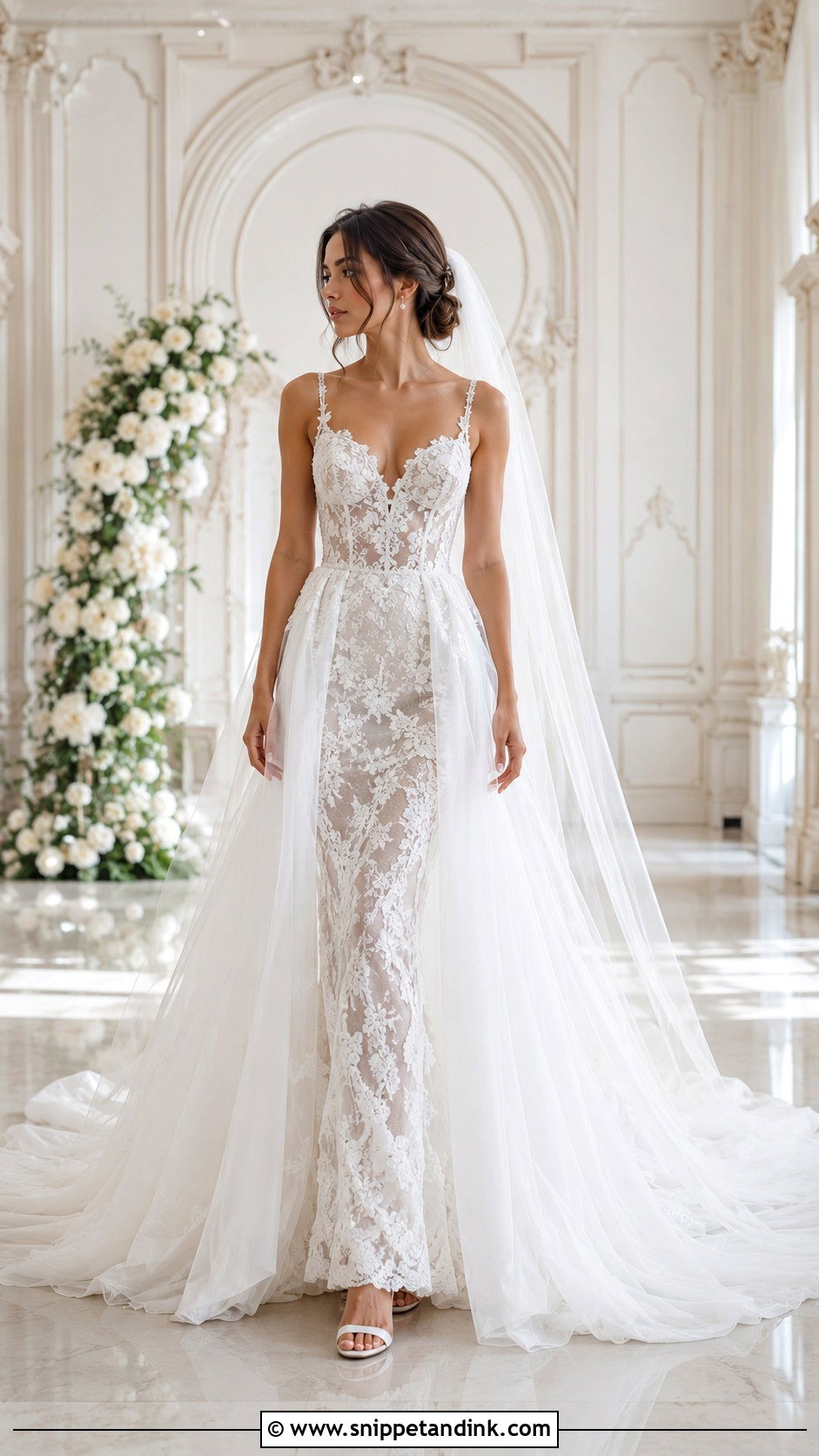 Lihi Hod Lace Wedding Dress With Overskirt - Snippet and Ink - 20 Lihi Hod Wedding Dress Ideas