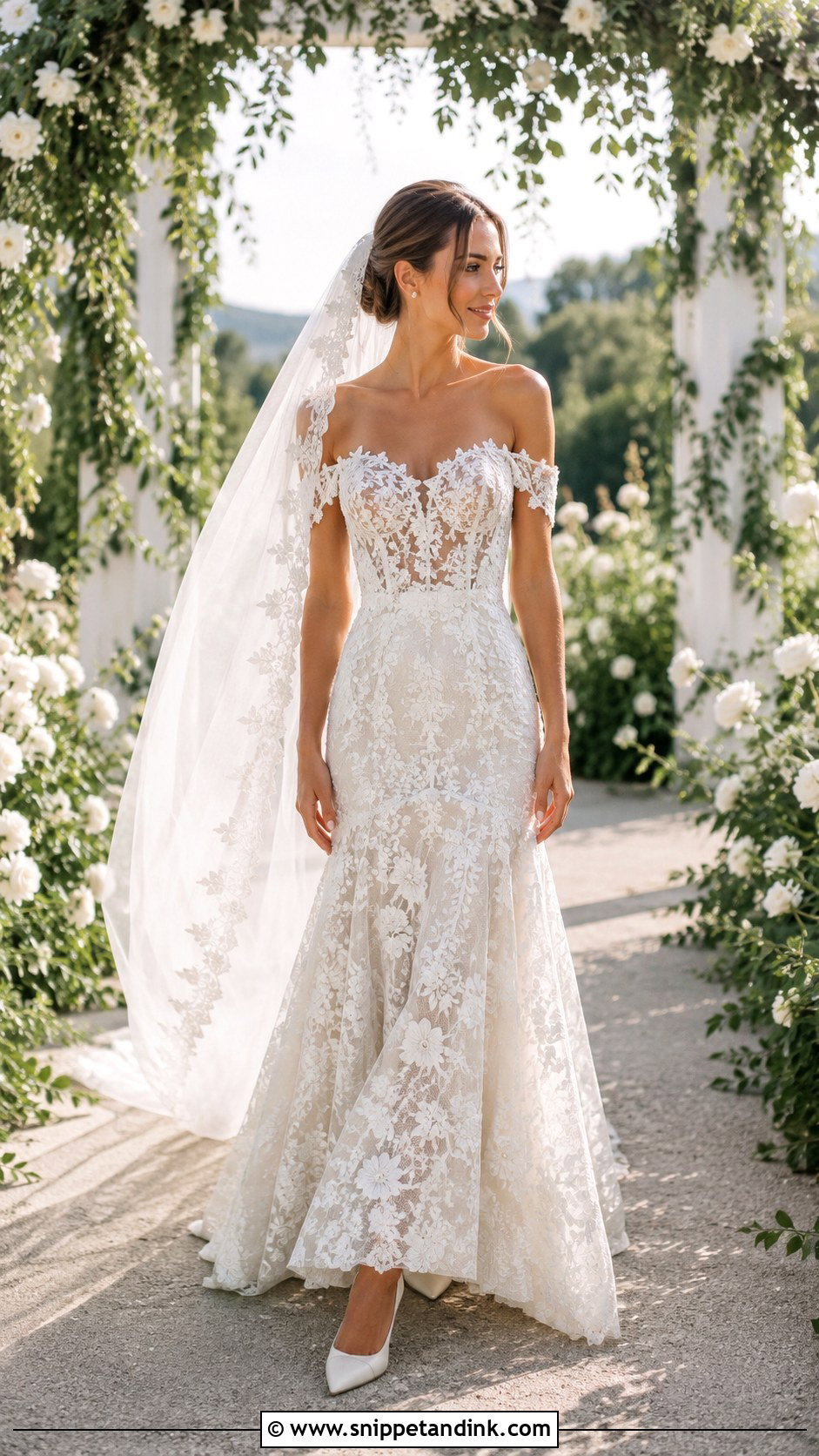 Lihi Hod Off Shoulder Lace Wedding Dress - Snippet and Ink - 20 Lihi Hod Wedding Dress Ideas