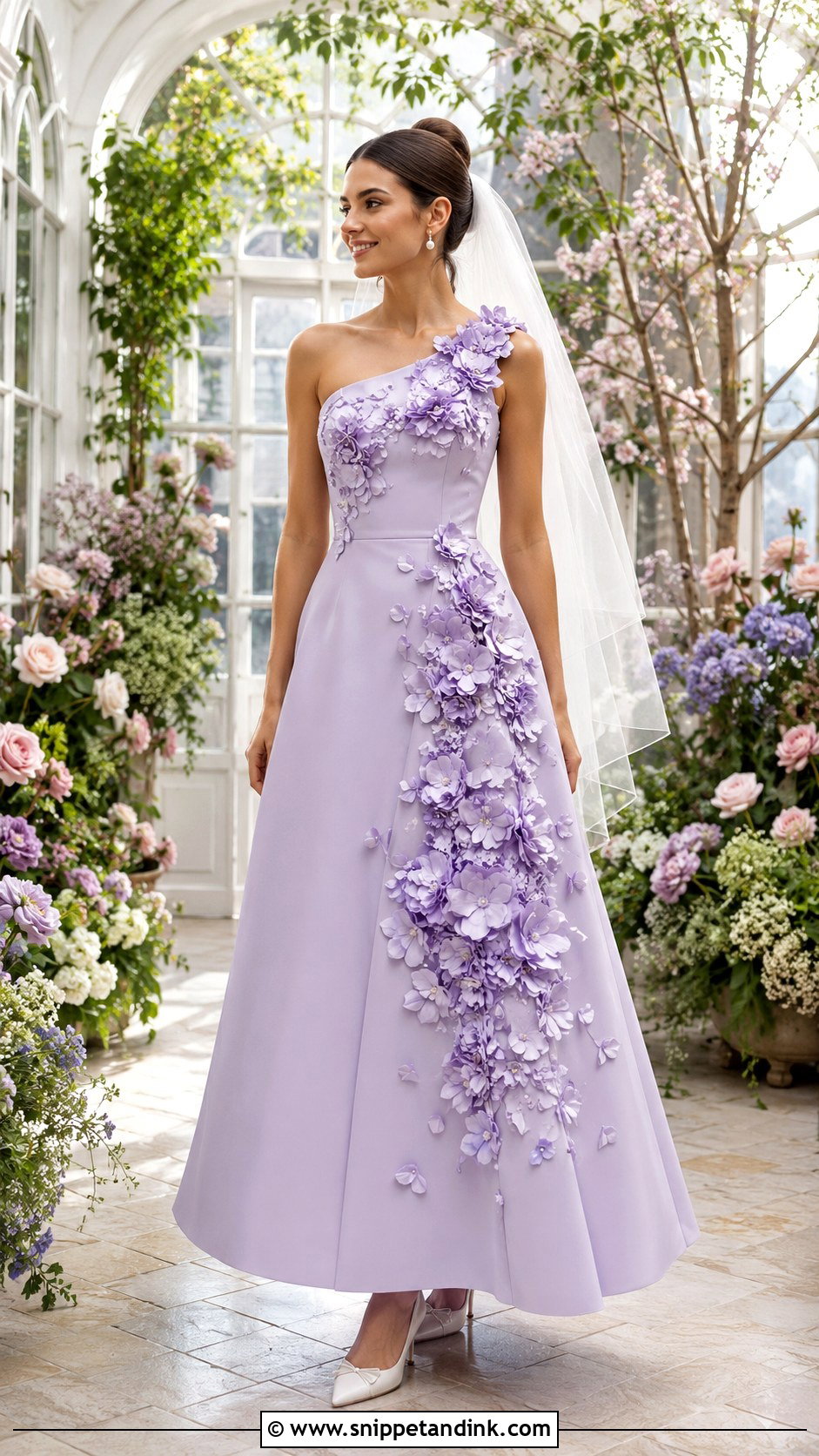 Lilac 3D Flower Bridal Dress - Snippet and Ink - 20 Lilac Bridal Dress Ideas