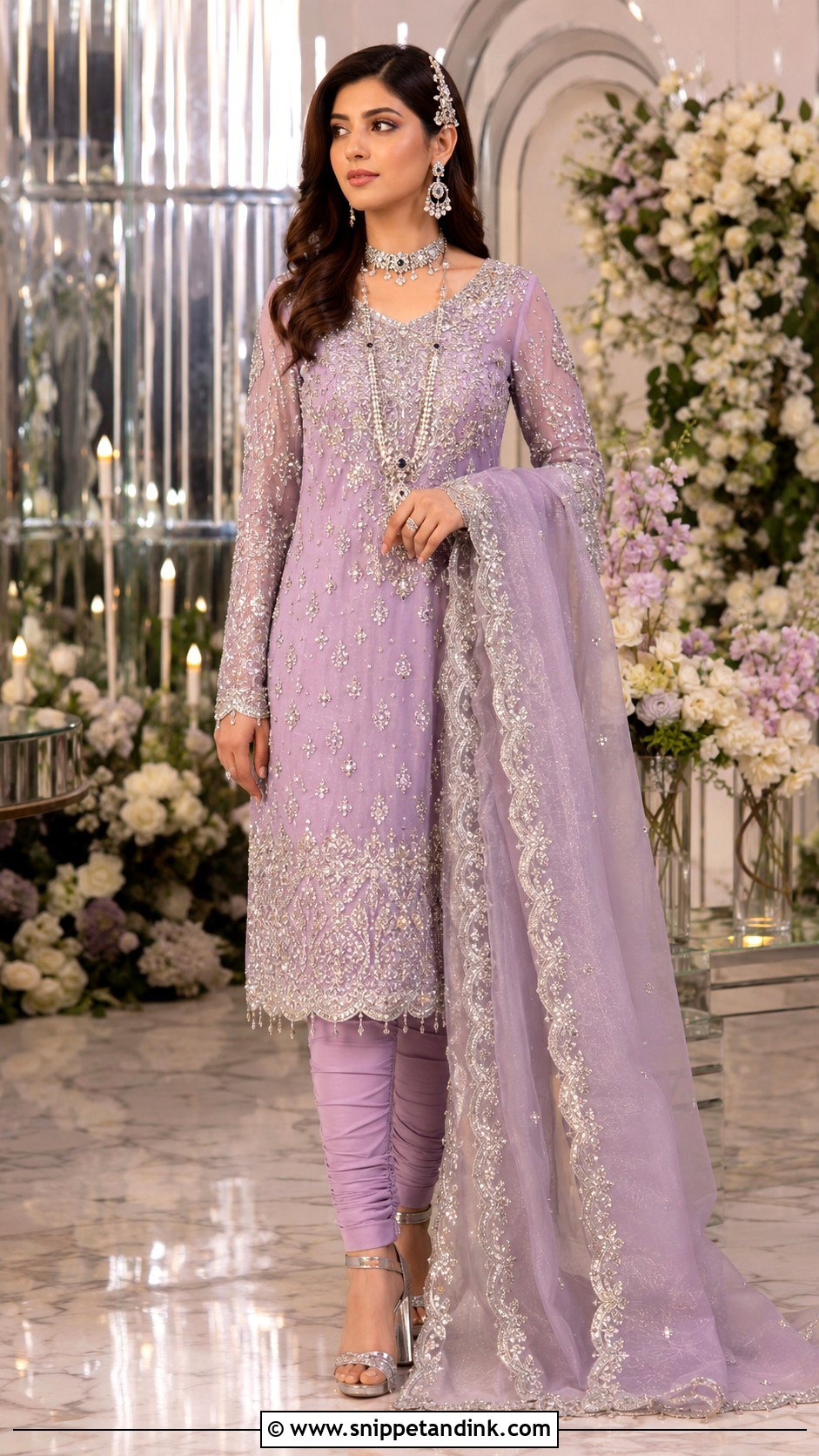 Lilac And Silver Khada Dupatta Reception Outfit - Snippet and Ink - 20 Khada Duppata Hyderabadi Ideas
