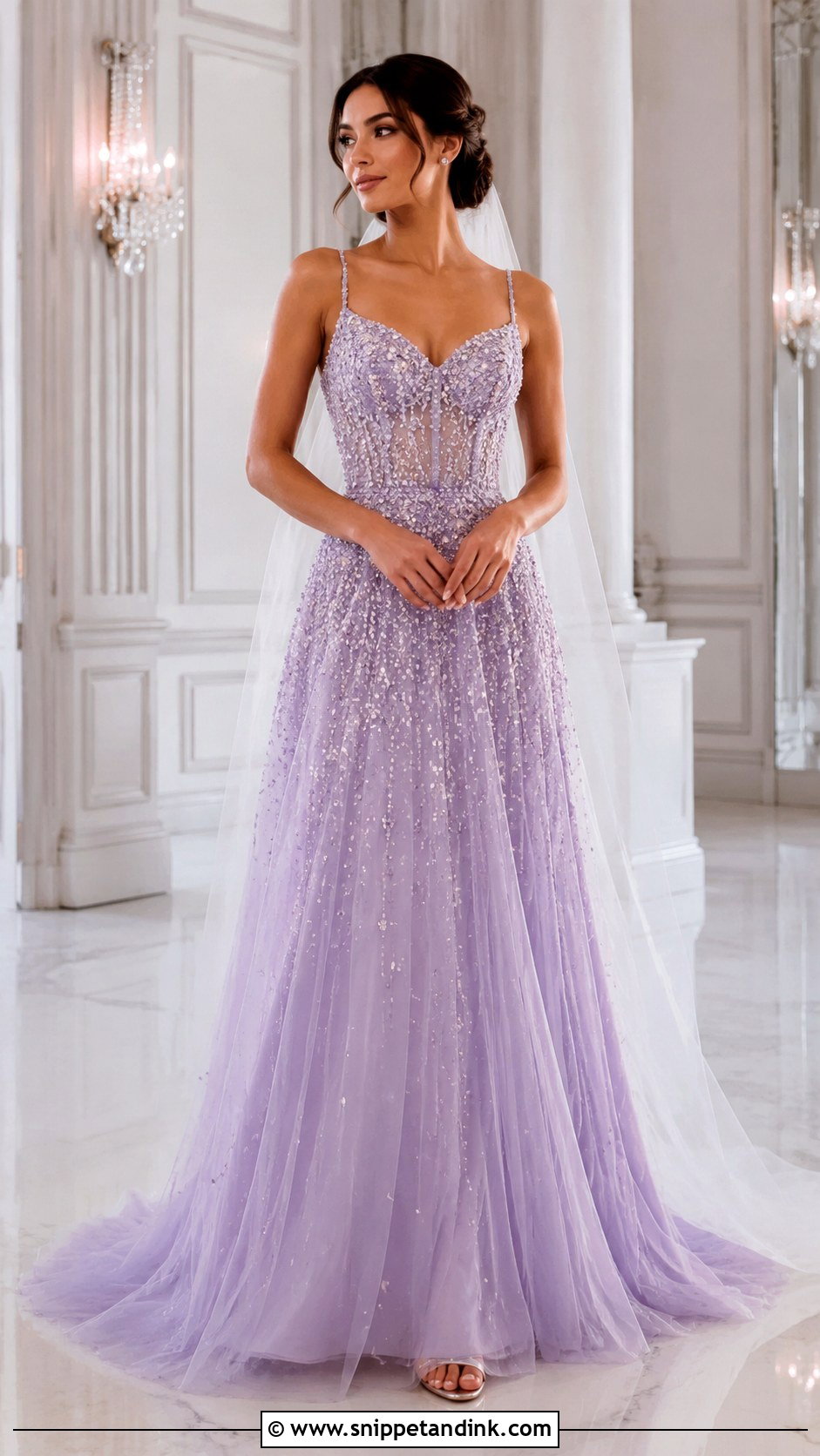 Lilac Beaded Wedding Dress - Snippet and Ink - 20 Lilac Wedding Dresses