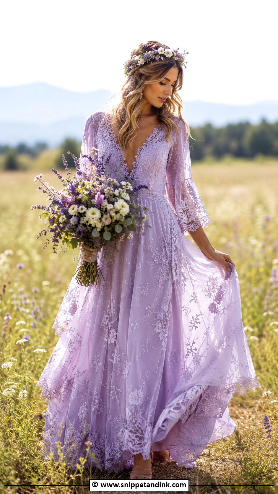 Lilac Boho Wedding Dress - Snippet and Ink - 30 Purple Wedding Dress Ideas