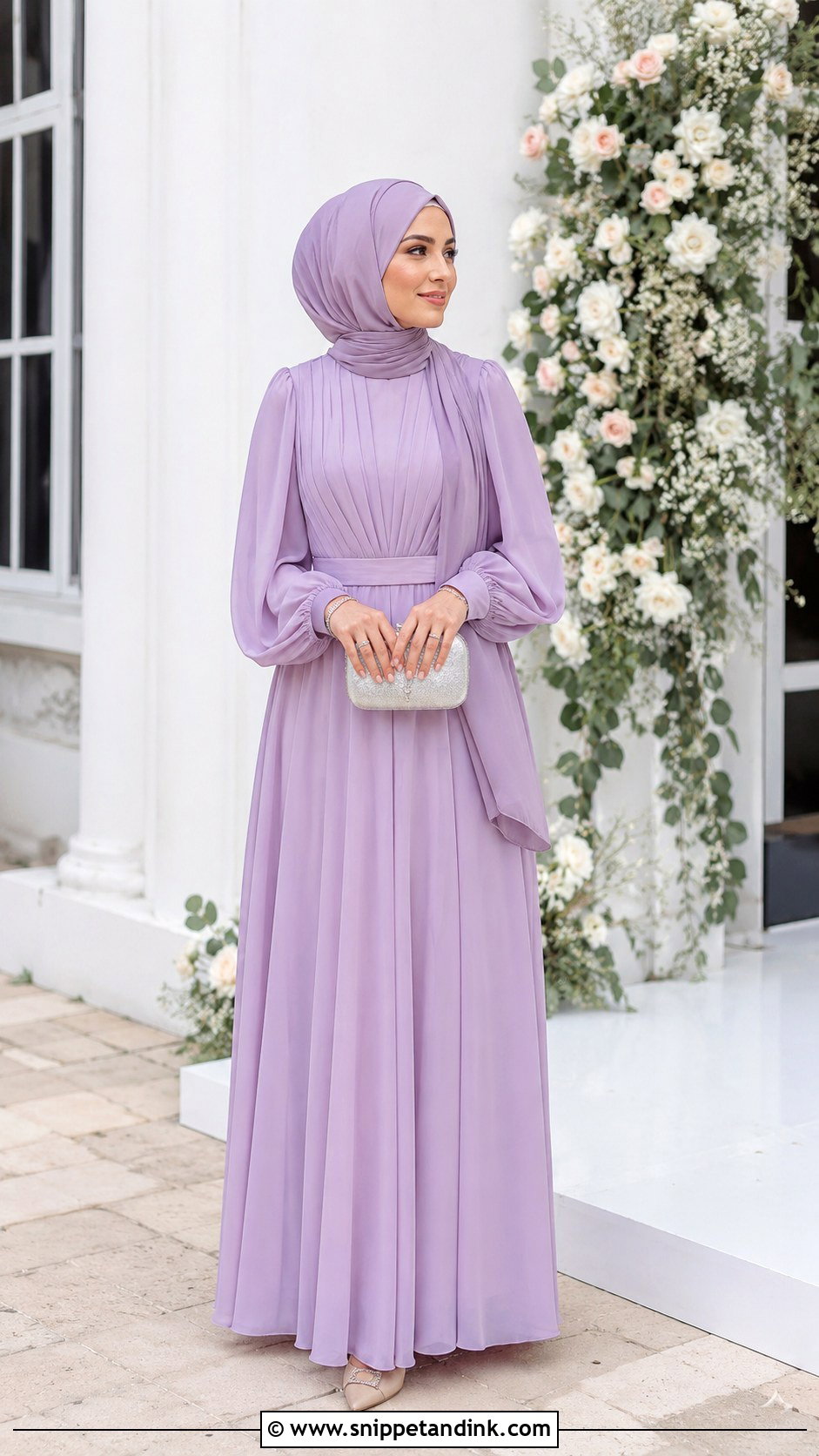 Lilac Bridesmaid Hijab Outfit - Snippet and Ink - 25 Braidsmaid Hijab Style Ideas