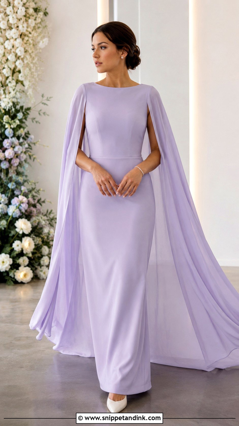 Lilac Cape Sleeve Bridal Dress - Snippet and Ink - 20 Lilac Bridal Dress Ideas