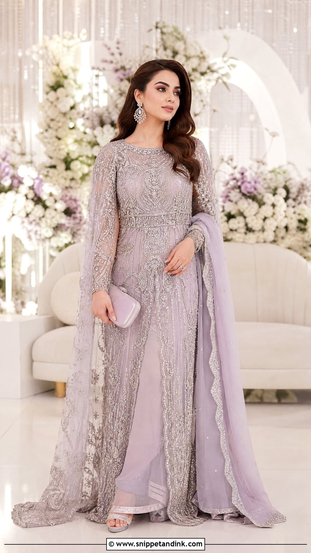Lilac Cape Sleeve Walima Maxi Dress - Snippet and Ink - 20 Bridal Walima Maxi Dress Pakistani Ideas