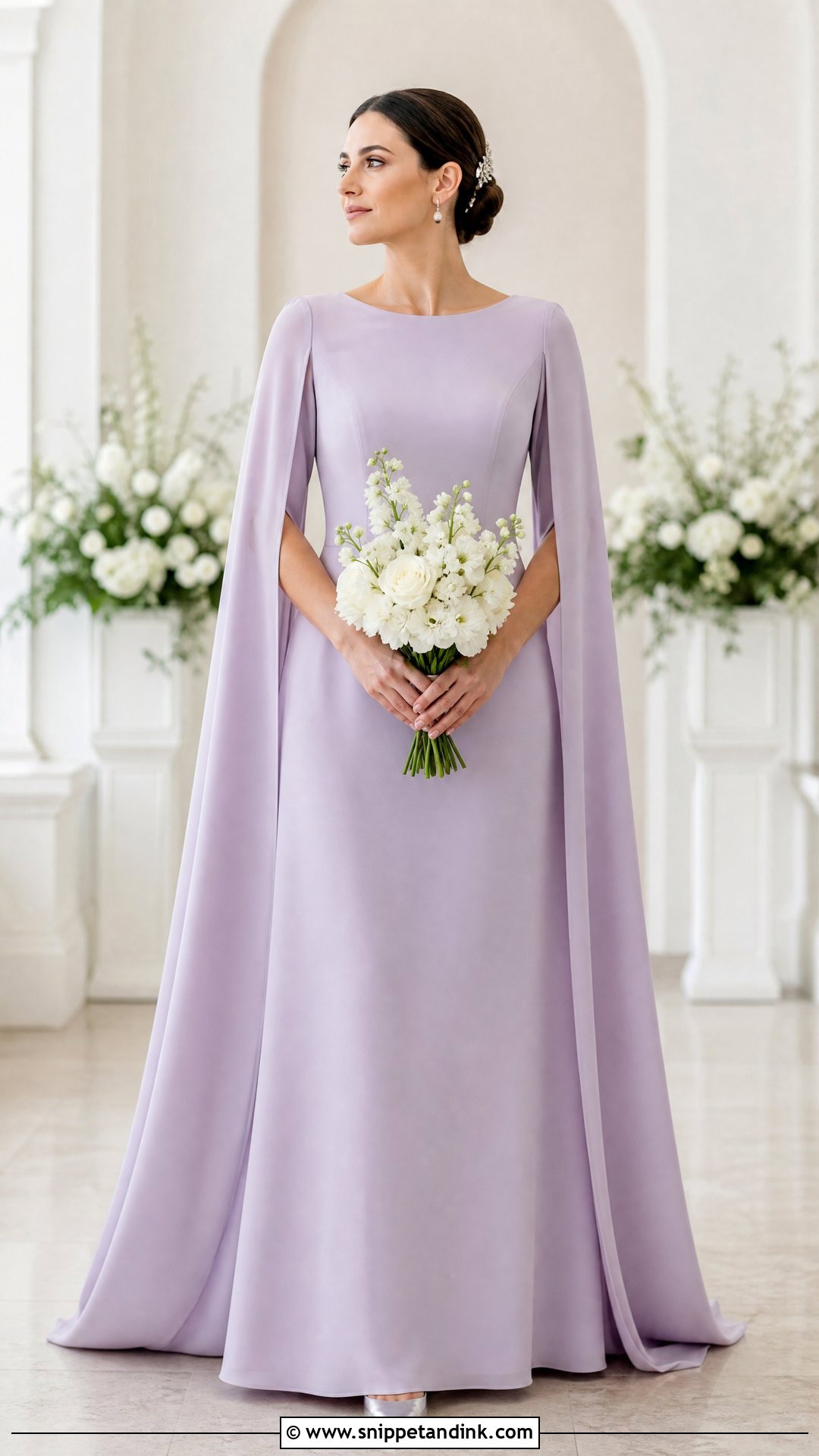 Lilac Cape Sleeve Wedding Dress - Snippet and Ink - 25 Purple Wedding Dresses