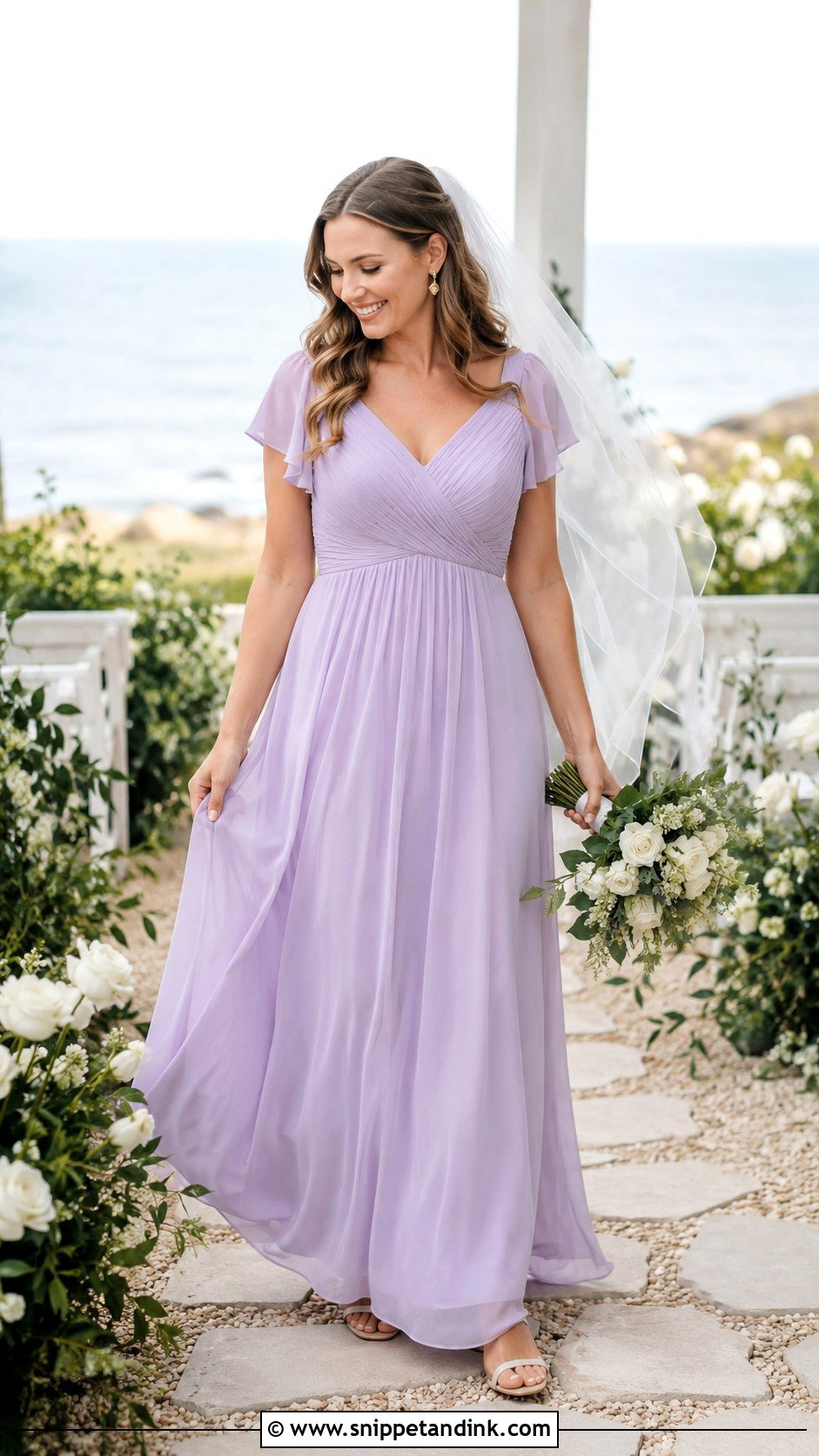 Lilac Chiffon Empire Waist Wedding Dress - Snippet and Ink - 20 Lilac Wedding Dresses