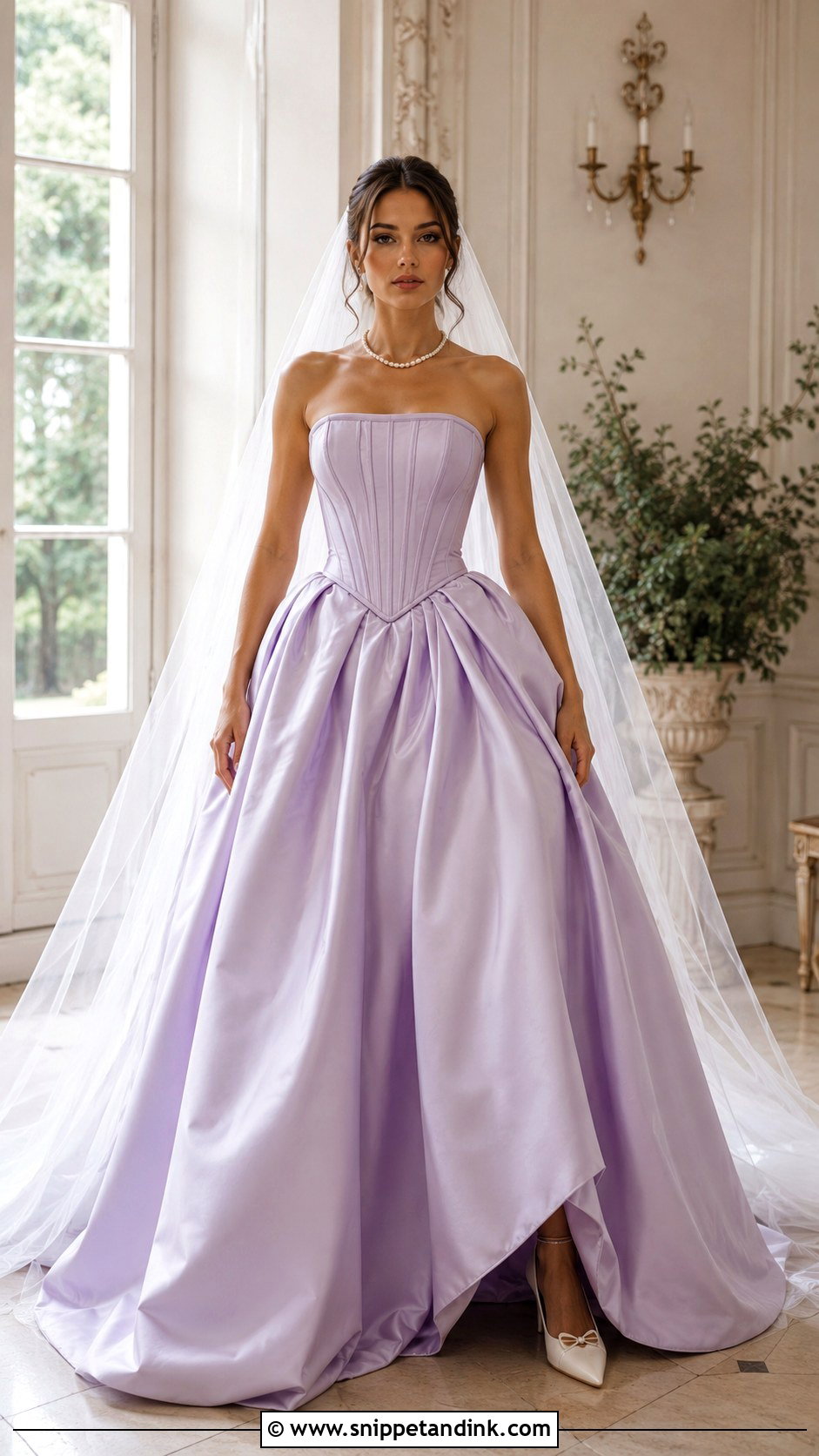 Lilac Corset Basque Waist Bridal Dress - Snippet and Ink - 20 Lilac Bridal Dress Ideas