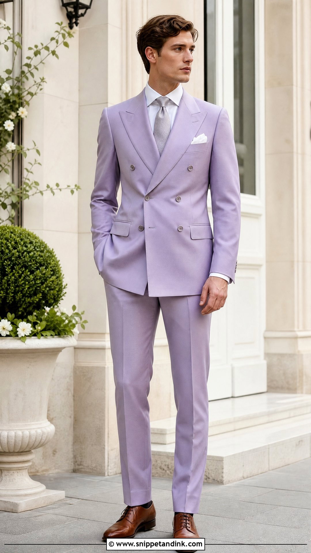 Lilac Double Breasted Wedding Suit - Snippet and Ink - 20 Purple Wedding Suit Ideas