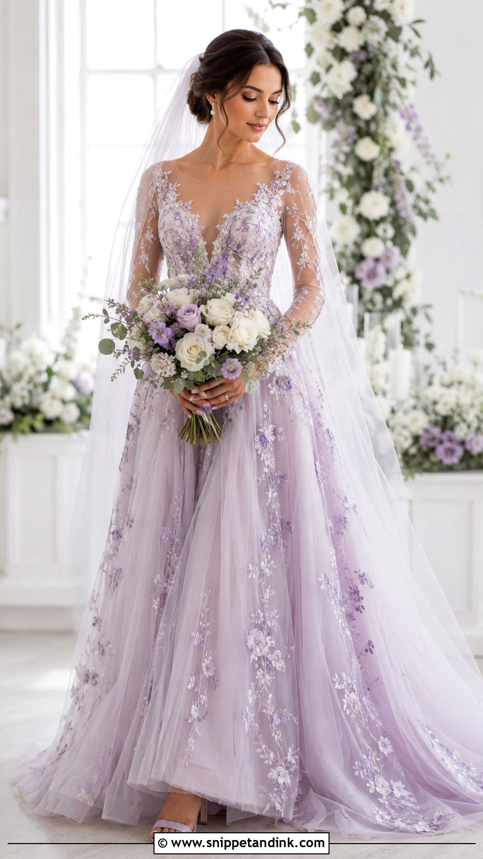Lilac Embroidered Wedding Dress - Snippet and Ink - 25 Lilac Wedding Dress Ideas