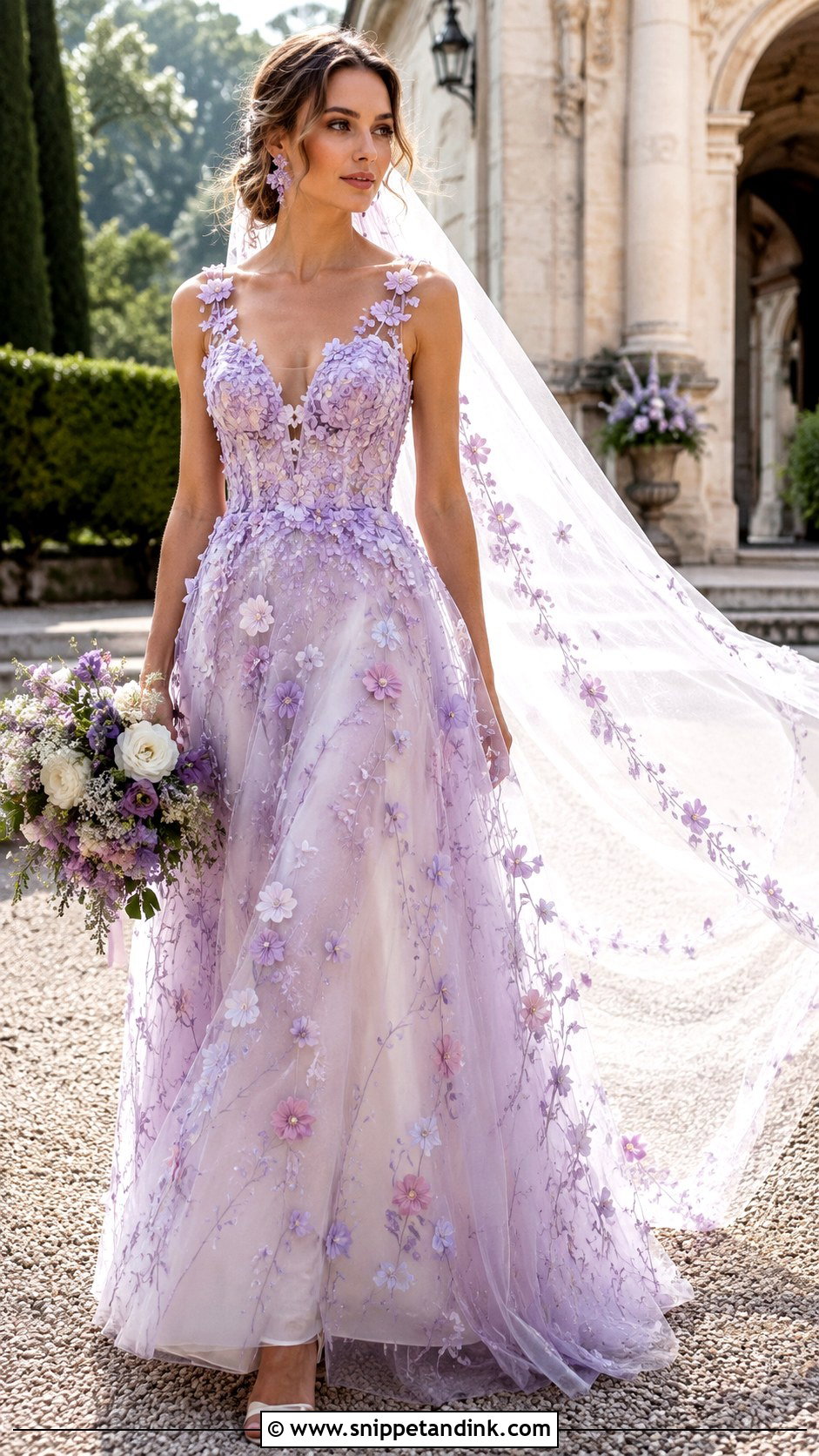 Lilac Floral Applique Wedding Dress - Snippet and Ink - 20 Lilac Wedding Dress the Bride Ideas