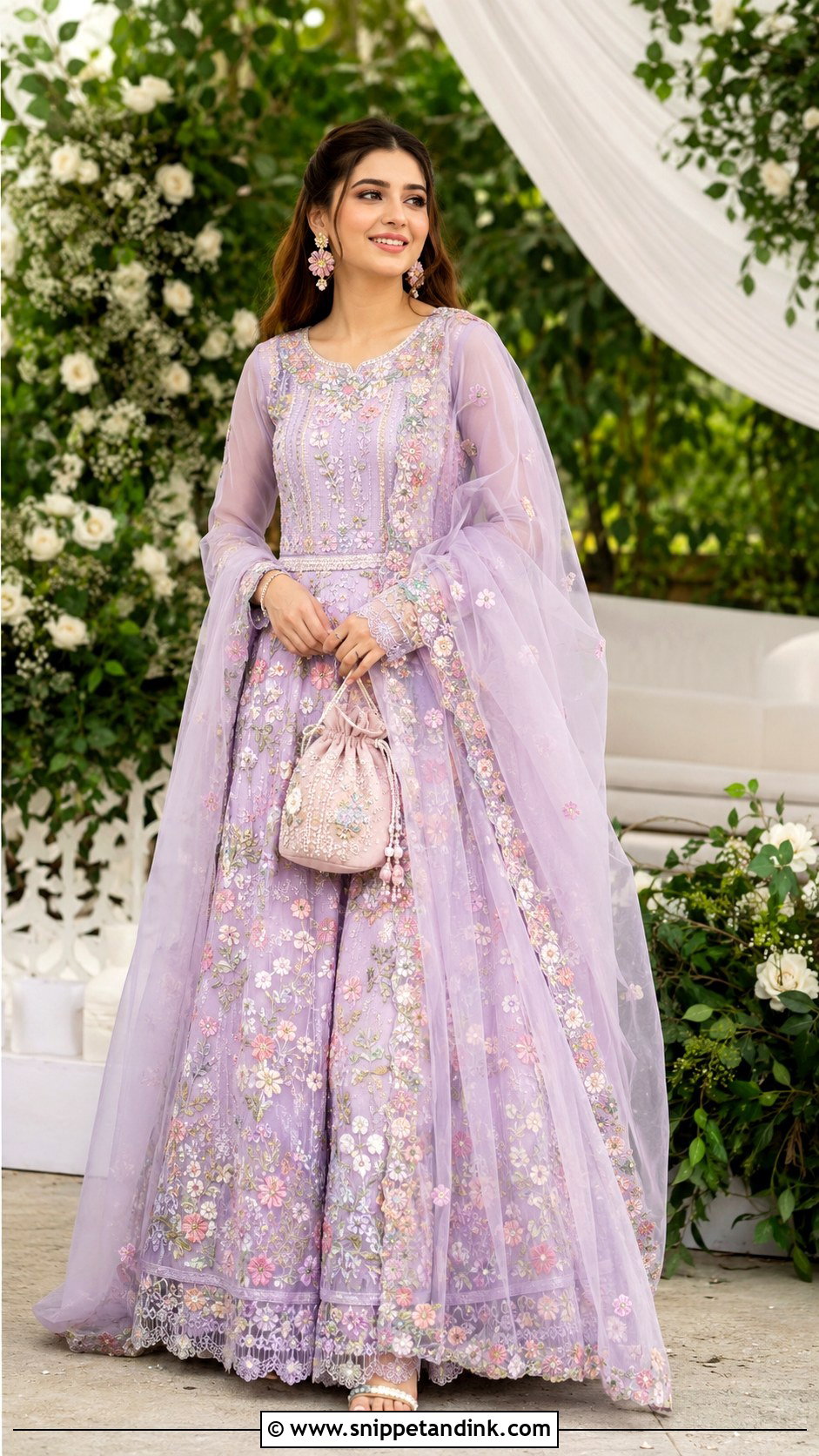 Lilac Floral Lehenga Mangni Dress - Snippet and Ink - 20 Mangni Dress Pakistani Bridal Ideas