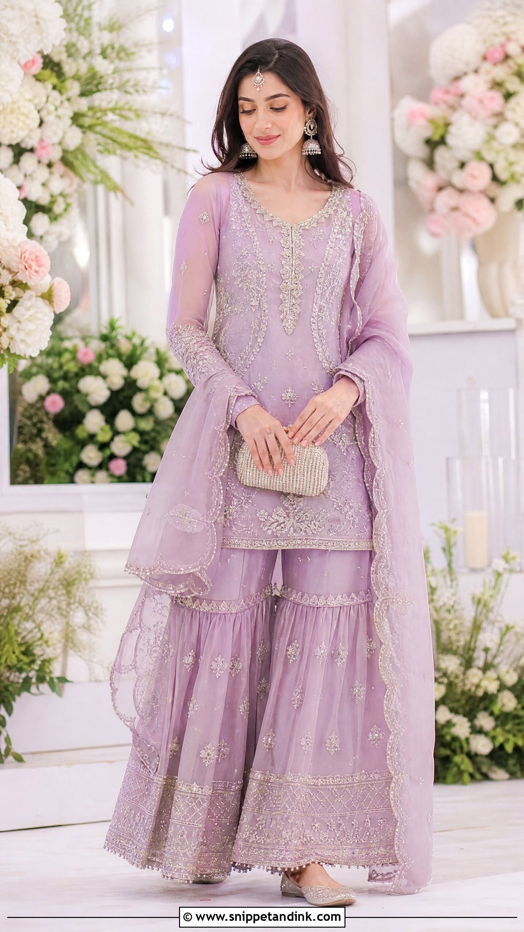Lilac Garara With Silver Embroidery - Snippet and Ink - 20 Latest Garara Designs for Wedding