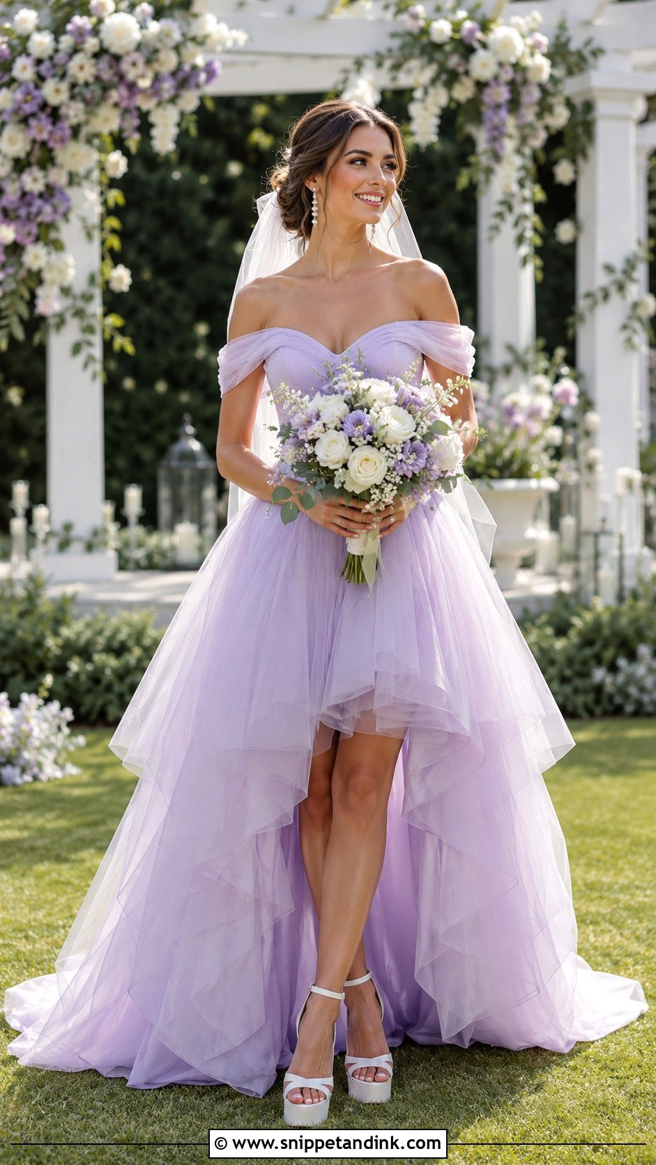 Lilac High Low Wedding Dress - Snippet and Ink - 25 Lilac Wedding Dress Ideas