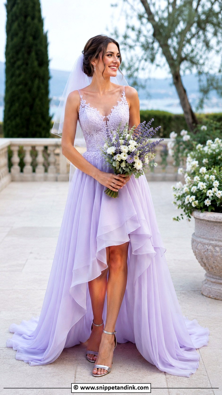 Lilac High Low Wedding Dress - Snippet and Ink - 30 Purple Wedding Dress Ideas