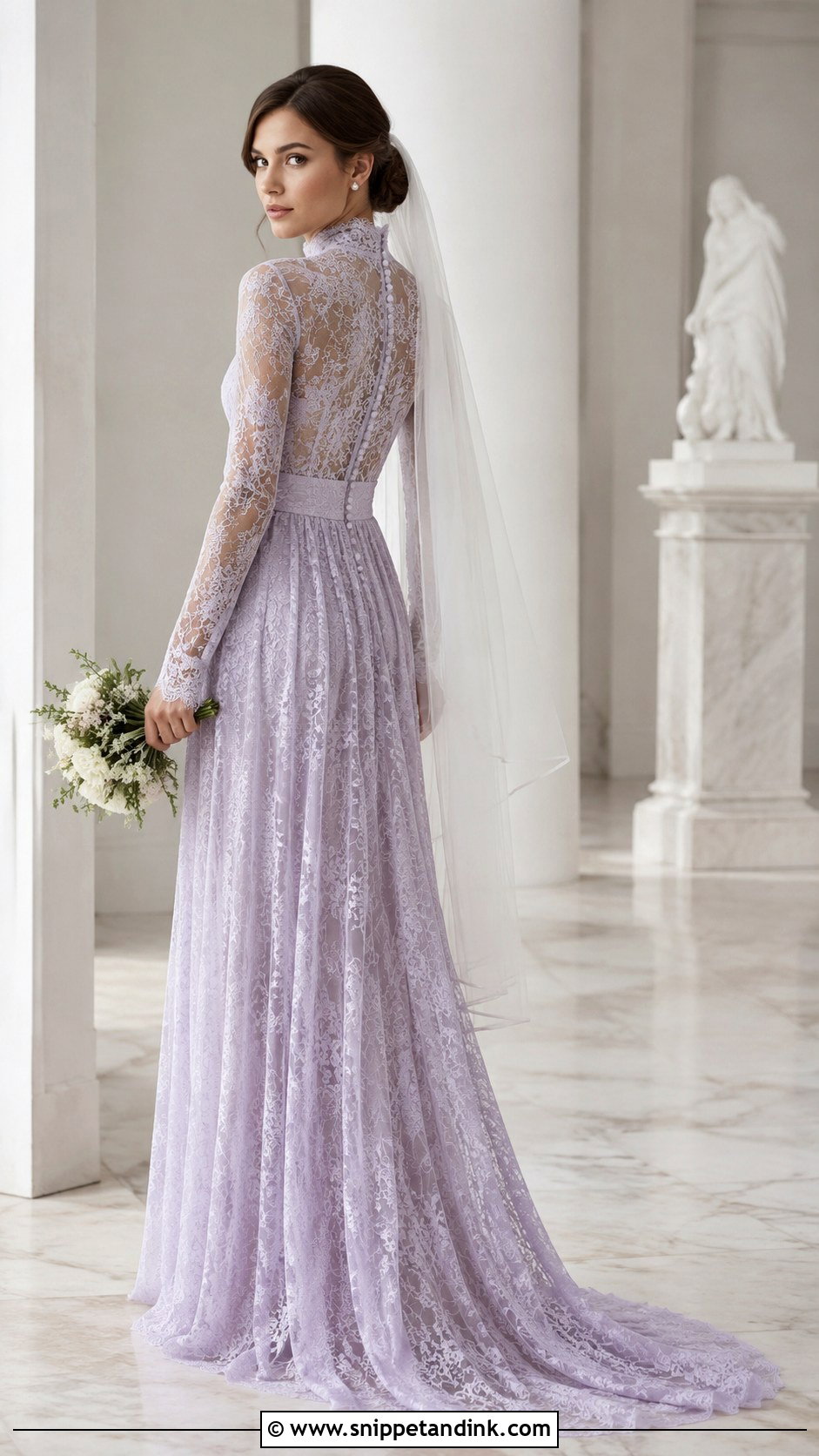Lilac High Neck Bridal Dress - Snippet and Ink - 20 Lilac Bridal Dress Ideas