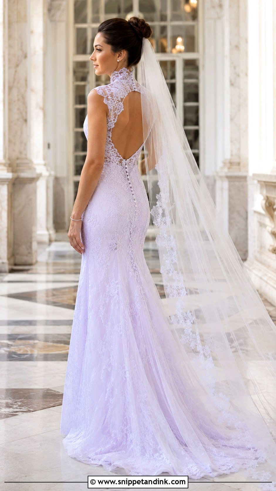 Lilac High Neck Wedding Dress - Snippet and Ink - 20 Lilac Wedding Dresses