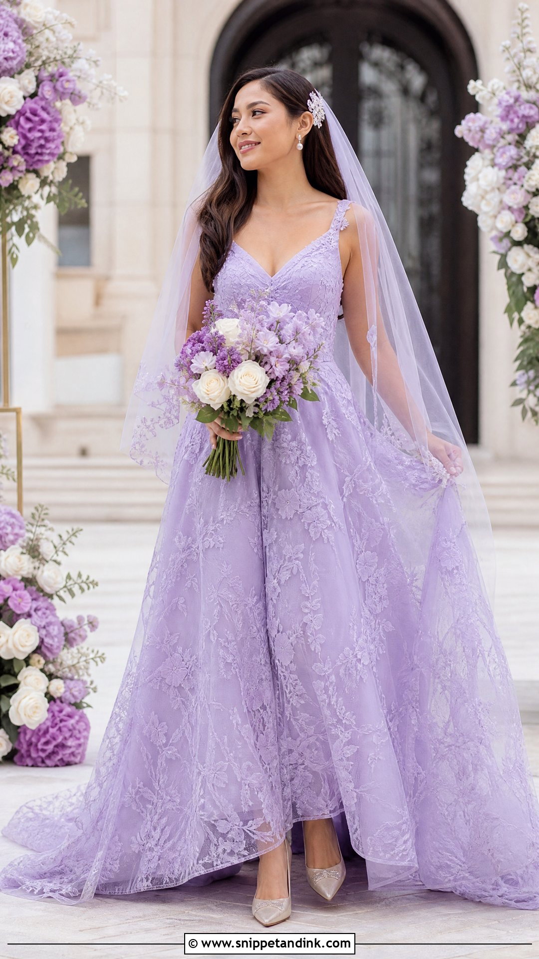 Lilac Lace Purple Wedding Dress - Snippet and Ink - 20 Purple Bride Dress Ideas