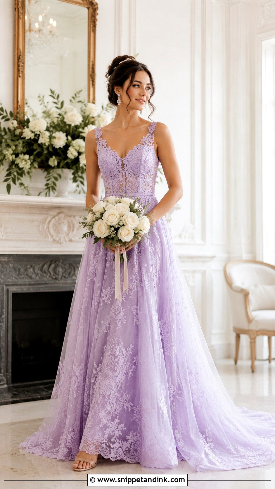 Lilac Lace Purple Wedding Gown - Snippet and Ink - 25 Purple Wedding Gown Ideas