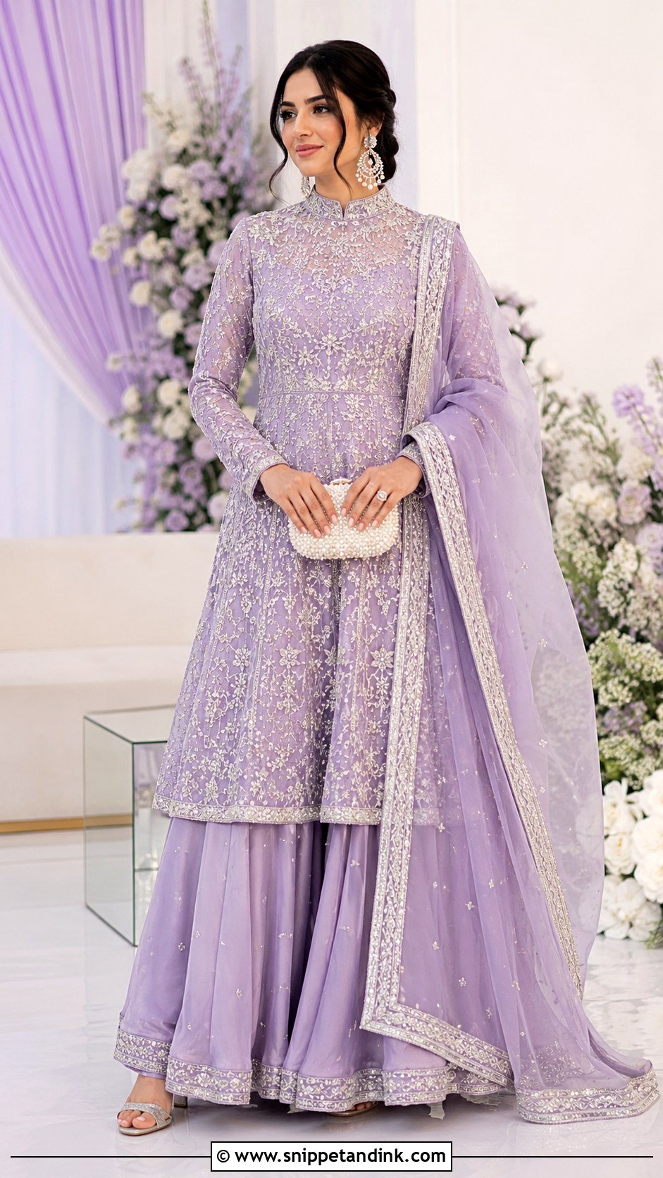 Lilac Long Shirt Lehenga Nikah Dress - Snippet and Ink - 20 Nikah Dress for Bride Ideas