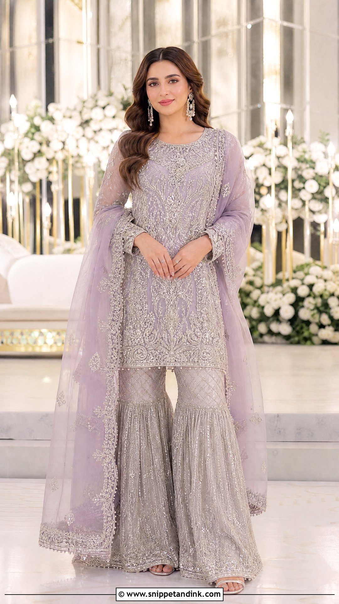 Lilac Long Shirt With Silver Sharara - Snippet and Ink - 25 Pakistani Long Shirt Wedding Dress Ideas