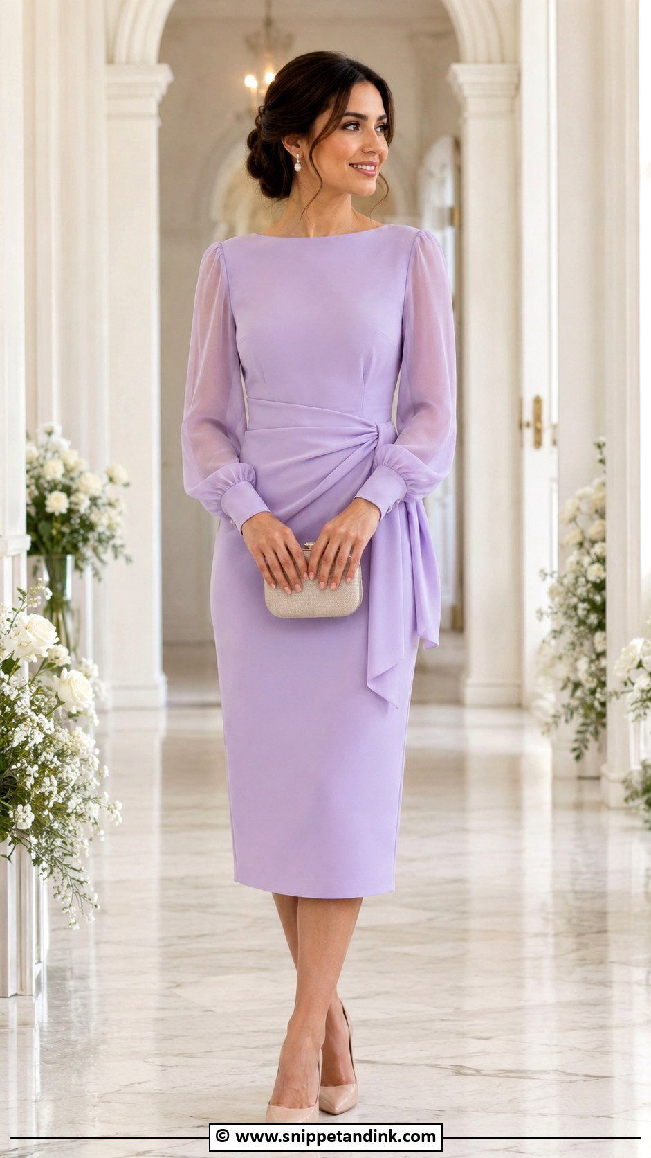 Lilac Long Sleeve Dress Wedding Outfit - Snippet and Ink - 25 Lilac Dress Wedding Outfit Ideas
