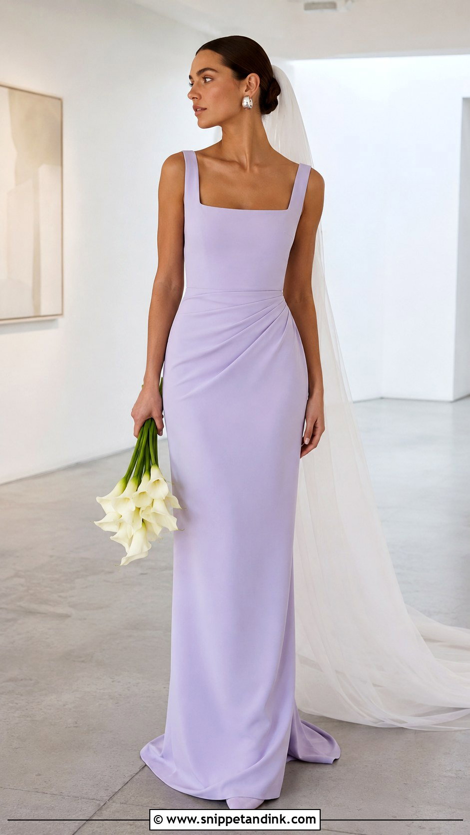Lilac Minimalist Crepe Wedding Dress - Snippet and Ink - 20 Lilac Wedding Dresses