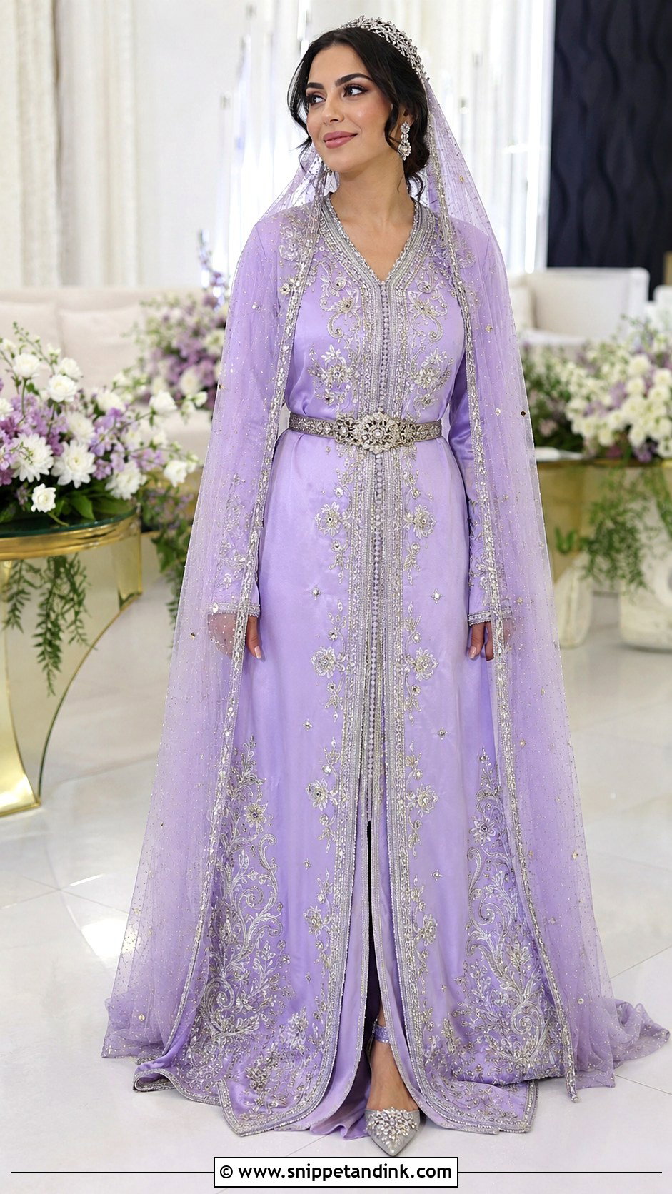 Lilac Moroccan Bride Kaftan With Crystals - Snippet and Ink - 20 Moroccan Bride Dress Ideas