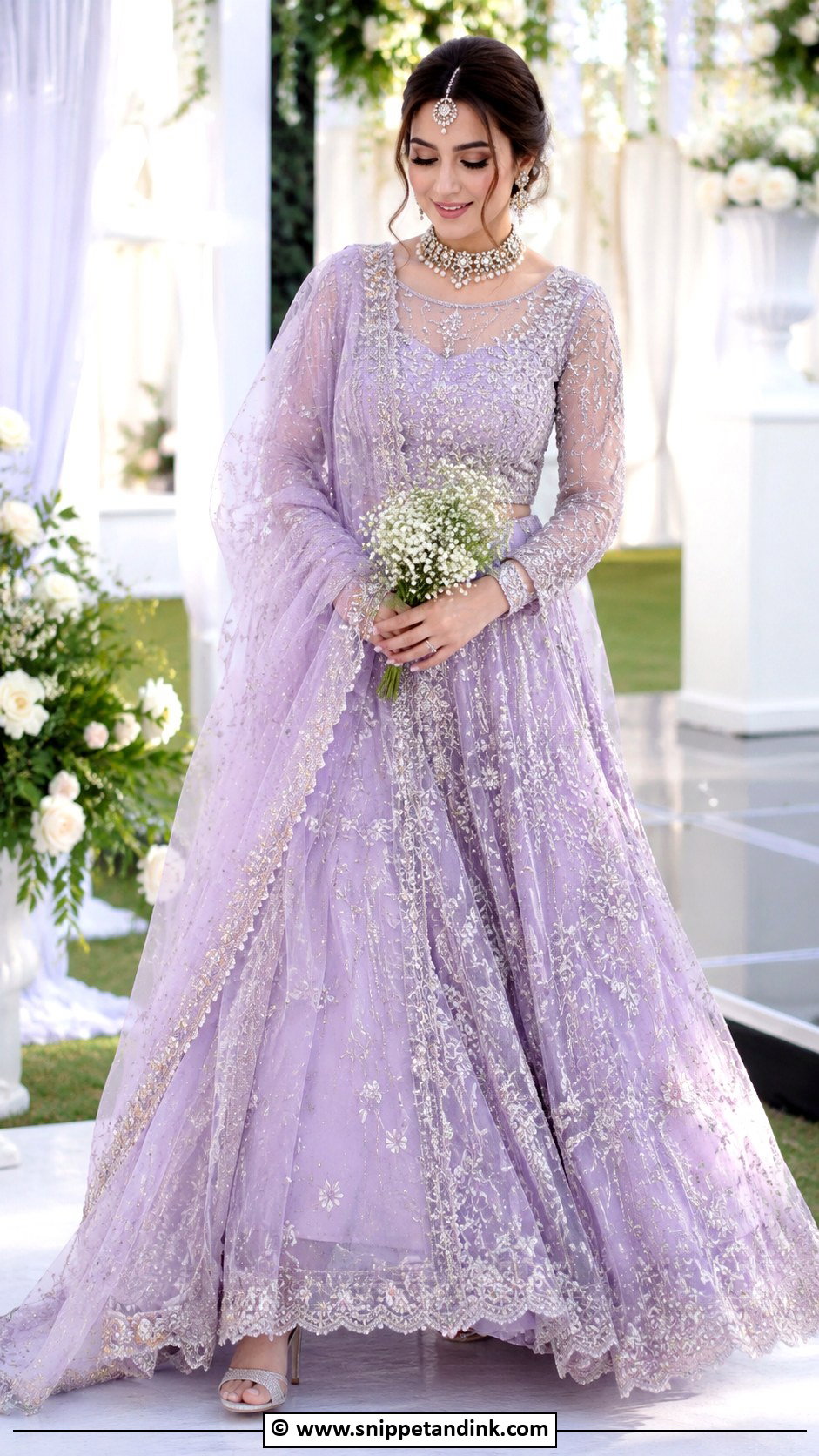 Lilac Nikkah Dress With Organza Lehenga - Snippet and Ink - 30 Pakistani Nikkah Dress Ideas