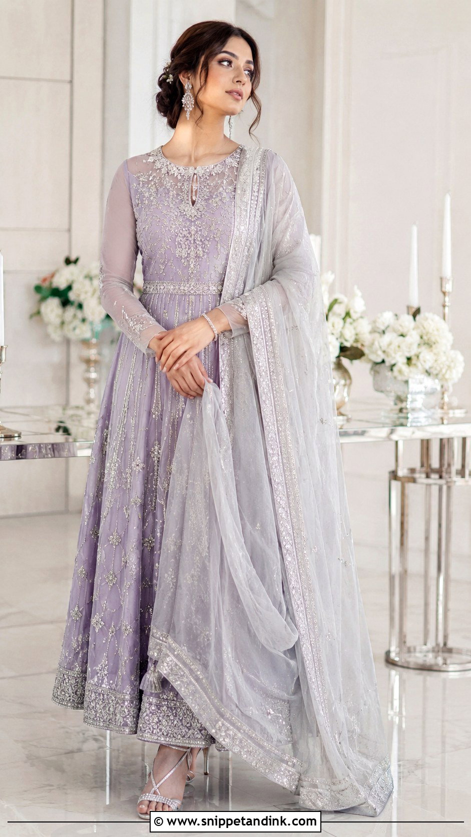 Lilac Nikkah Dress With Silver Dupatta - Snippet and Ink - 25 Simple Nikkah Dress Ideas