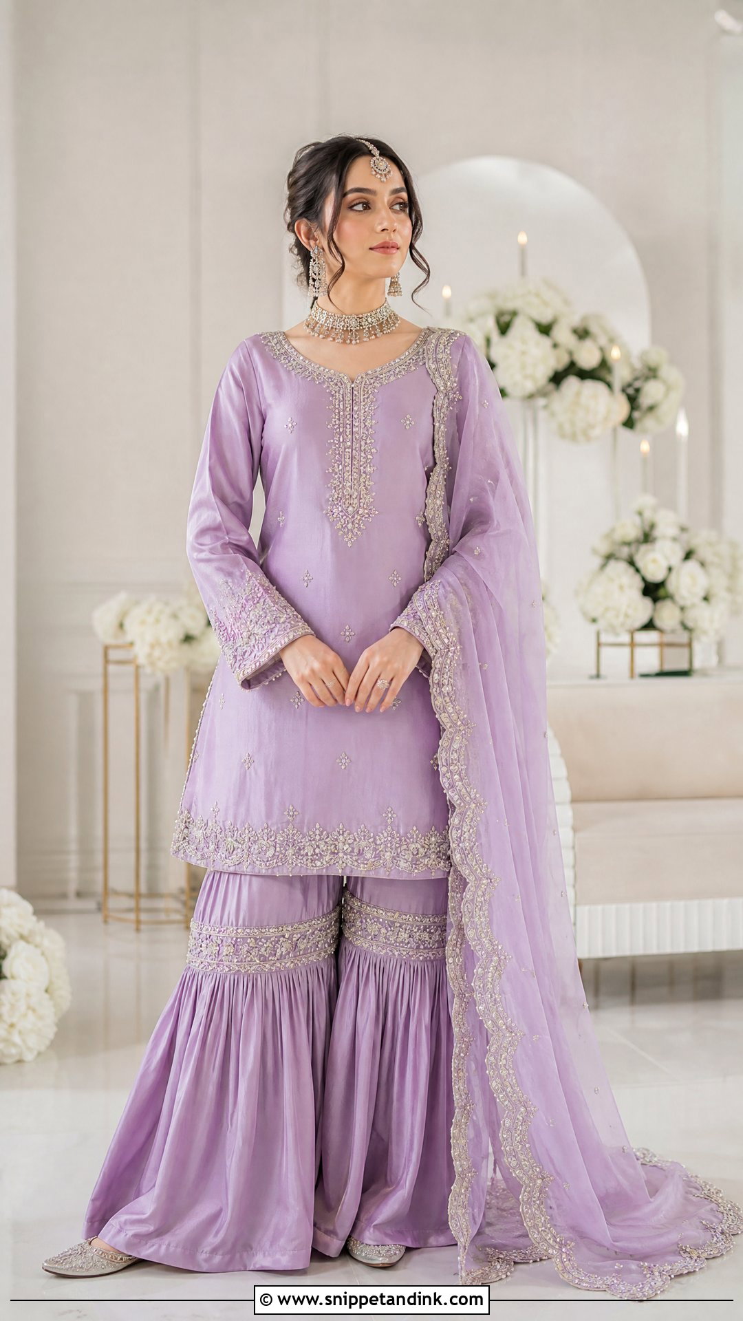 Lilac Nikkah Garara With Crystal Work - Snippet and Ink - 20 Nikkah Garara Ideas
